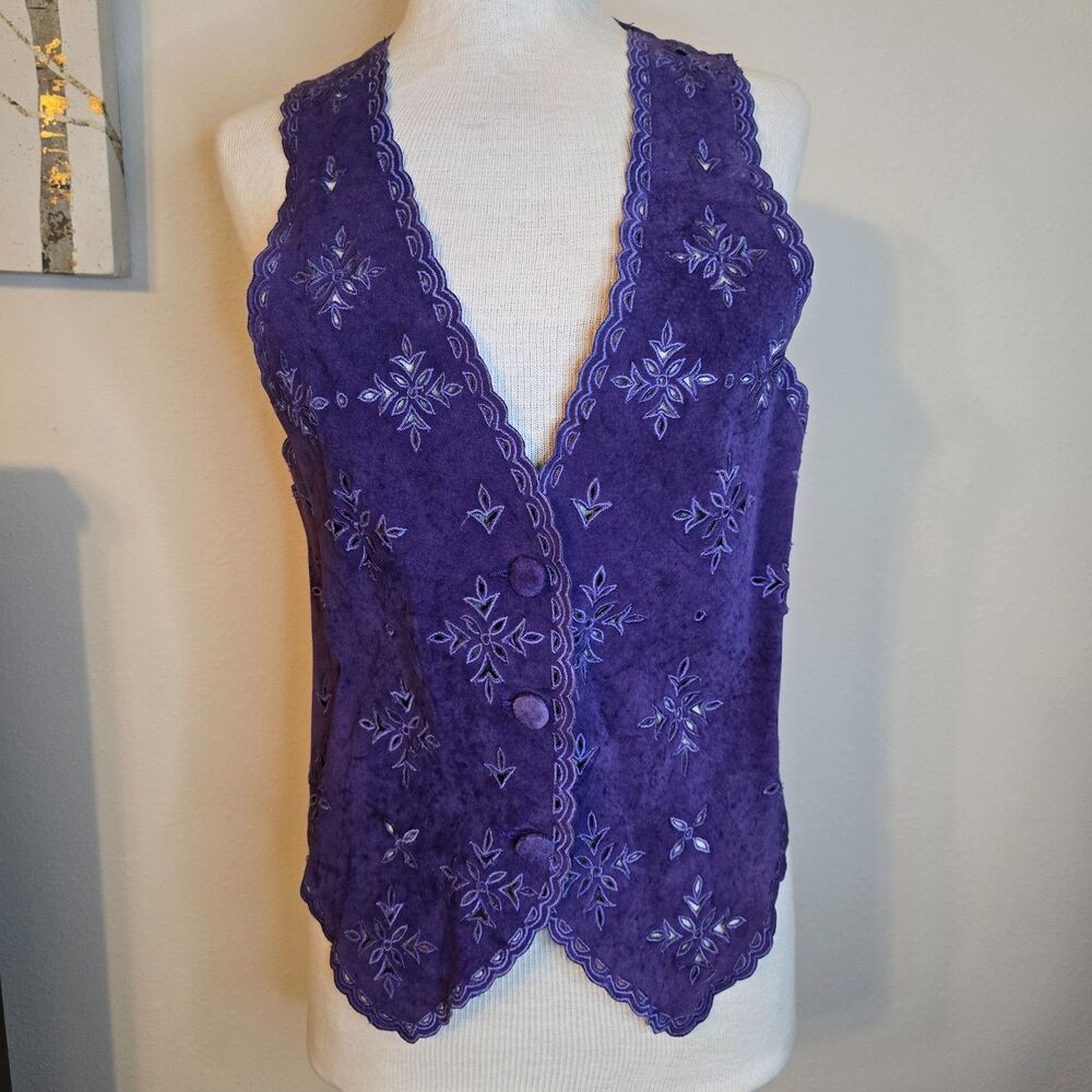 pia rucci genuine leather suede purple vest size 6